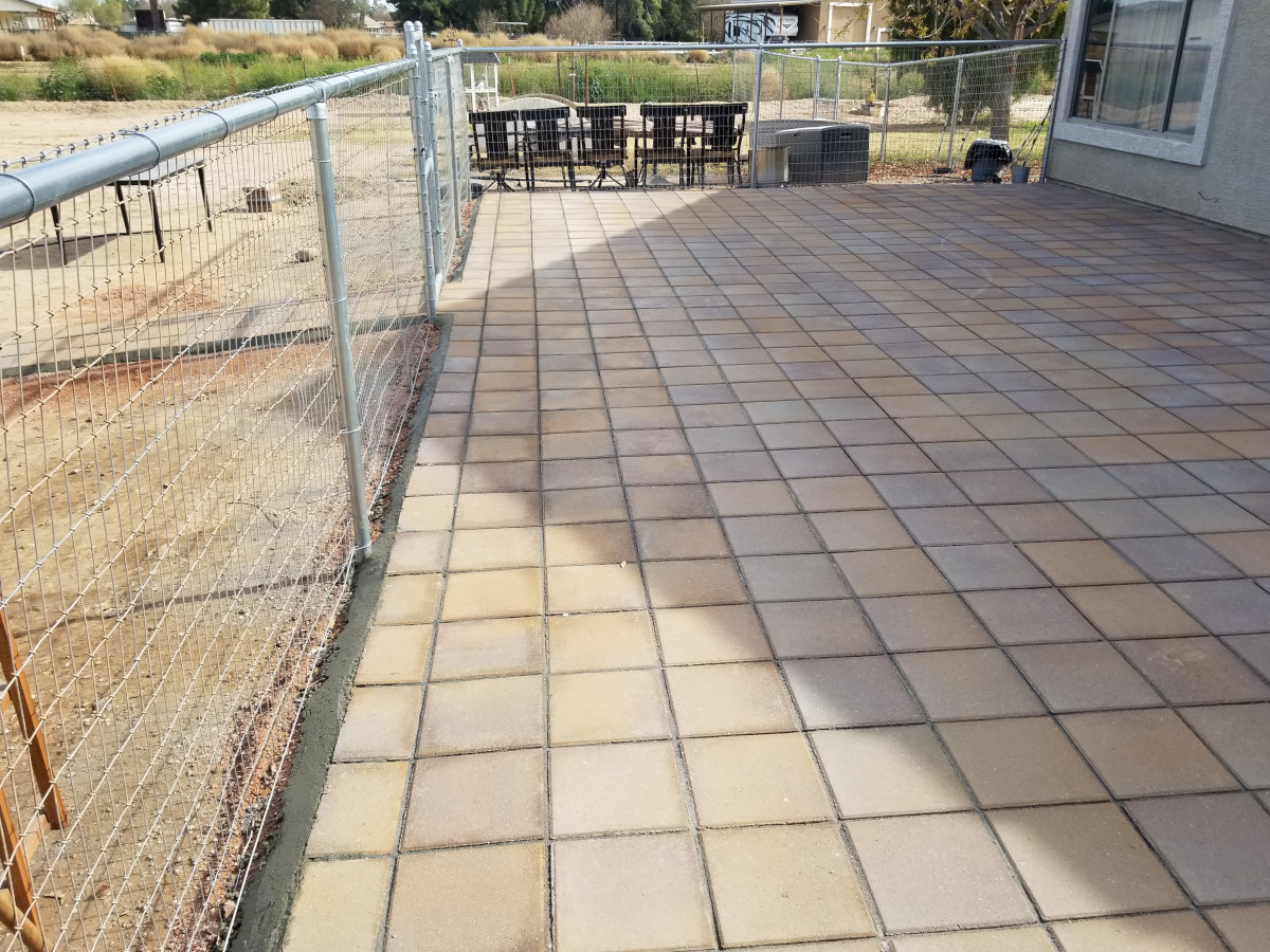 Second finished view of a newly installed paver patio in Gilbert, AZ.
