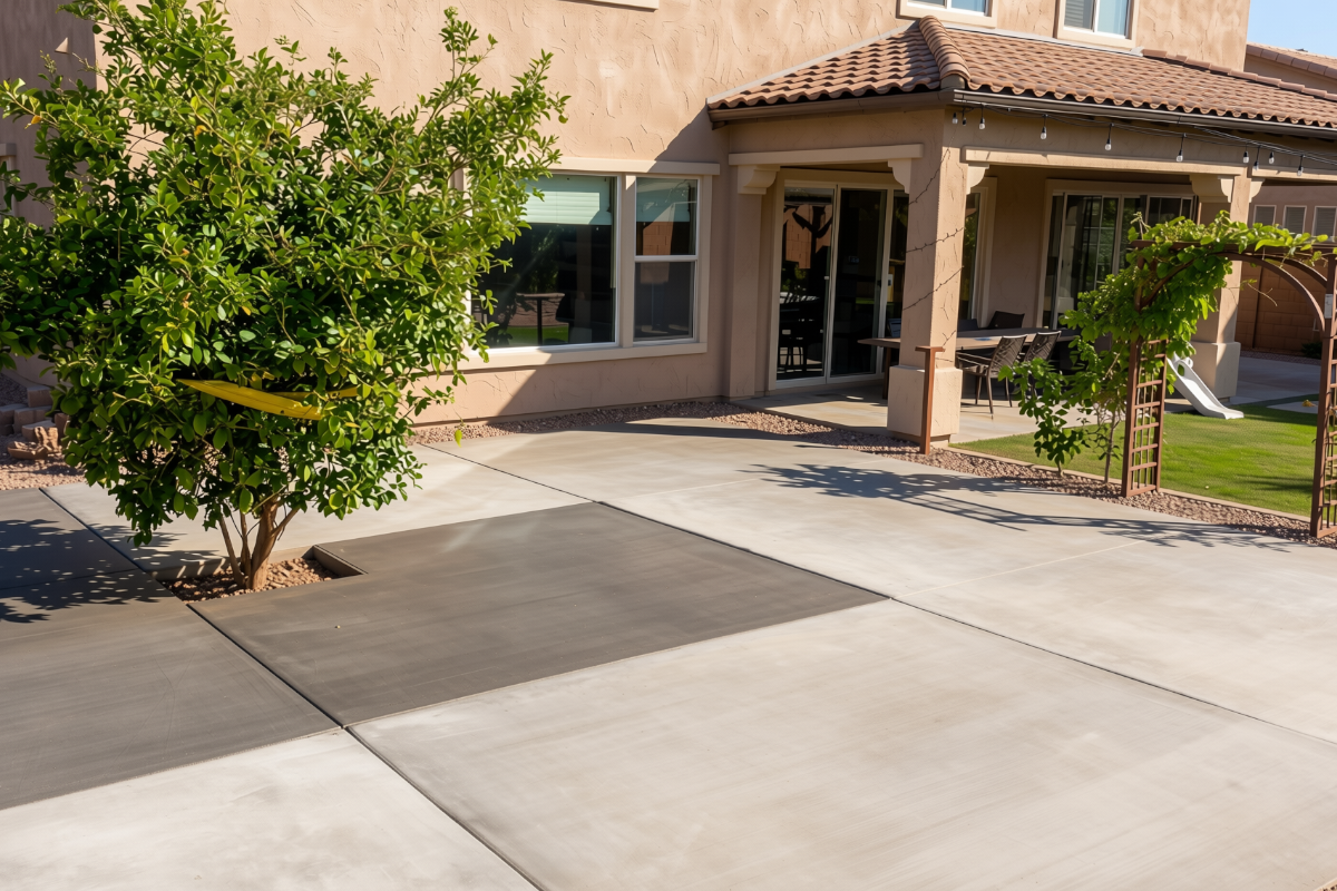 Backyard concrete patio in Gilbert, Arizona