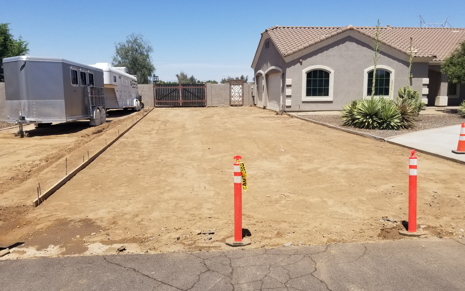 Forms and prepared base for a future driveway section in San Tan Valley