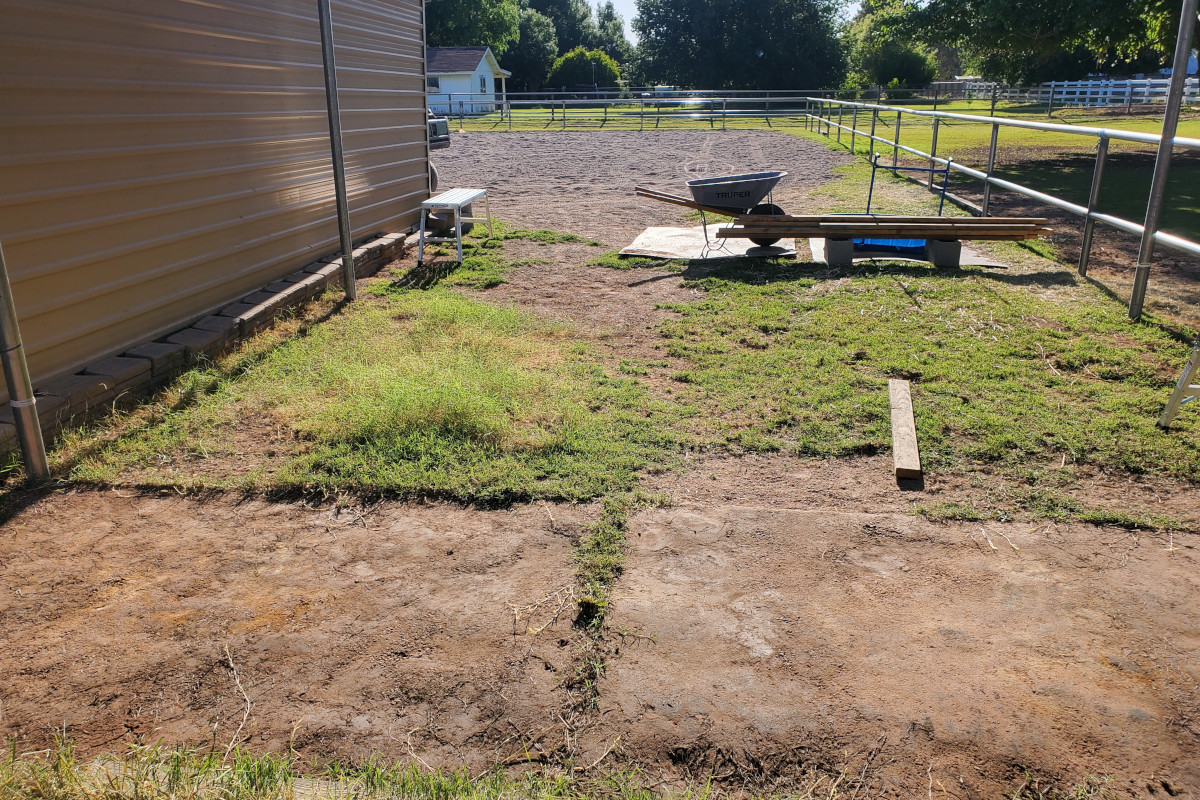 Existing outdoor storage area before the new Queen Creek concrete pad was installed.